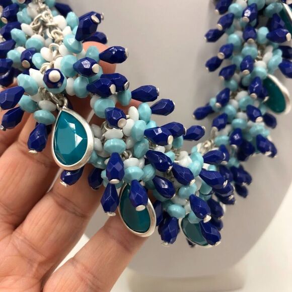 Talbot's Vintage Y2K Women's Beaded NWT Chunky Statement Necklace Seaside Blue - Picture 5 of 11